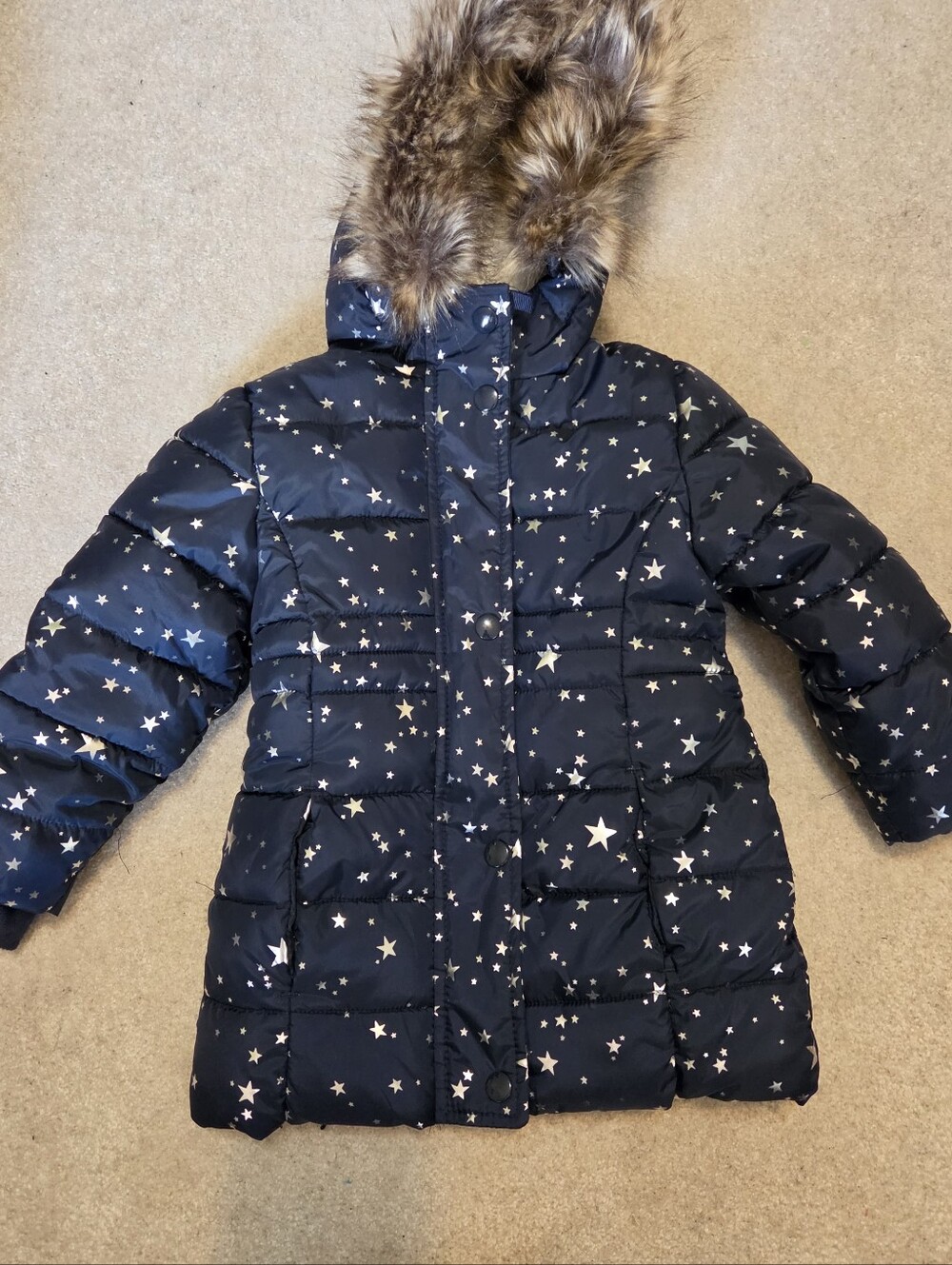 Girls Star Puffer Winter Coat Navy 3T